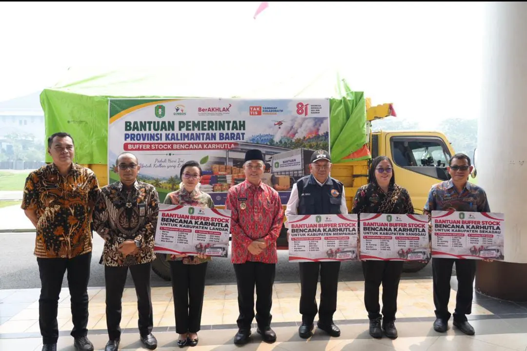 Gubernur Ria Norsan Lepas Bantuan Logistik Bagi Masyarakat Terdampak Karhutla