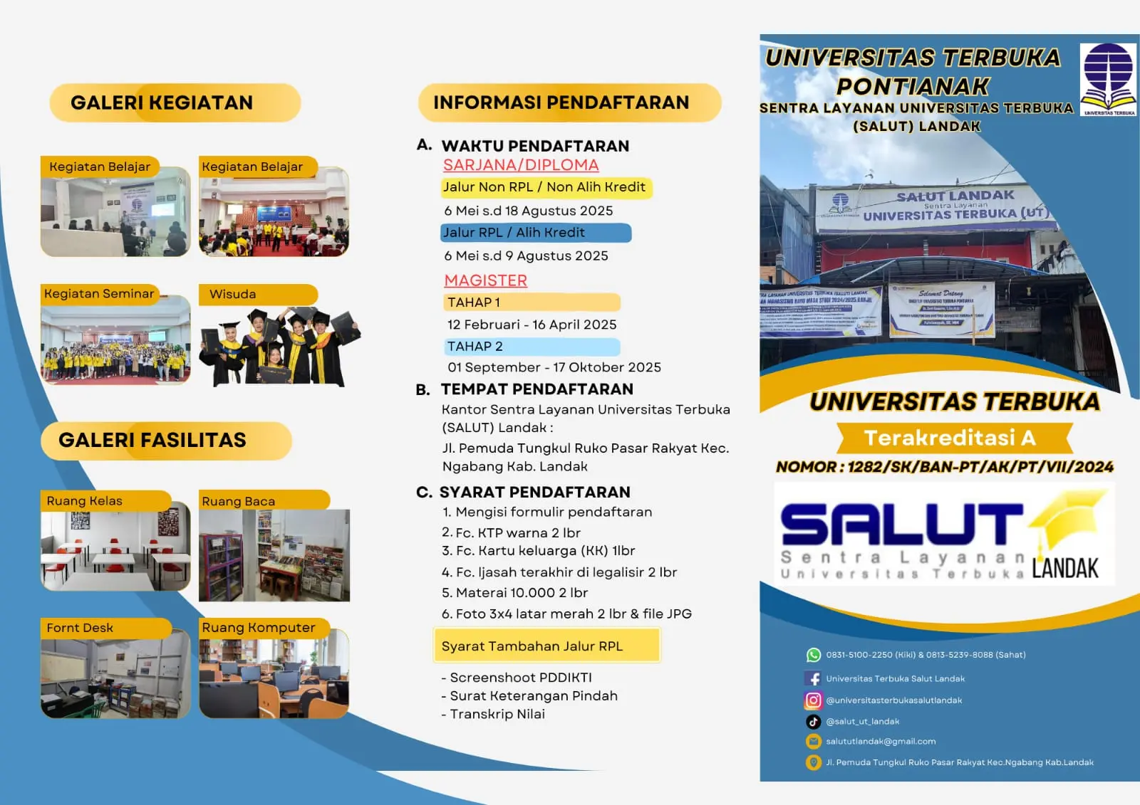 Penerimaan Mahasiswa Baru S1- UT Telah Dibuka di SALUT Landak, Tawarkan Program Tatap Muka dan Tutorial Online