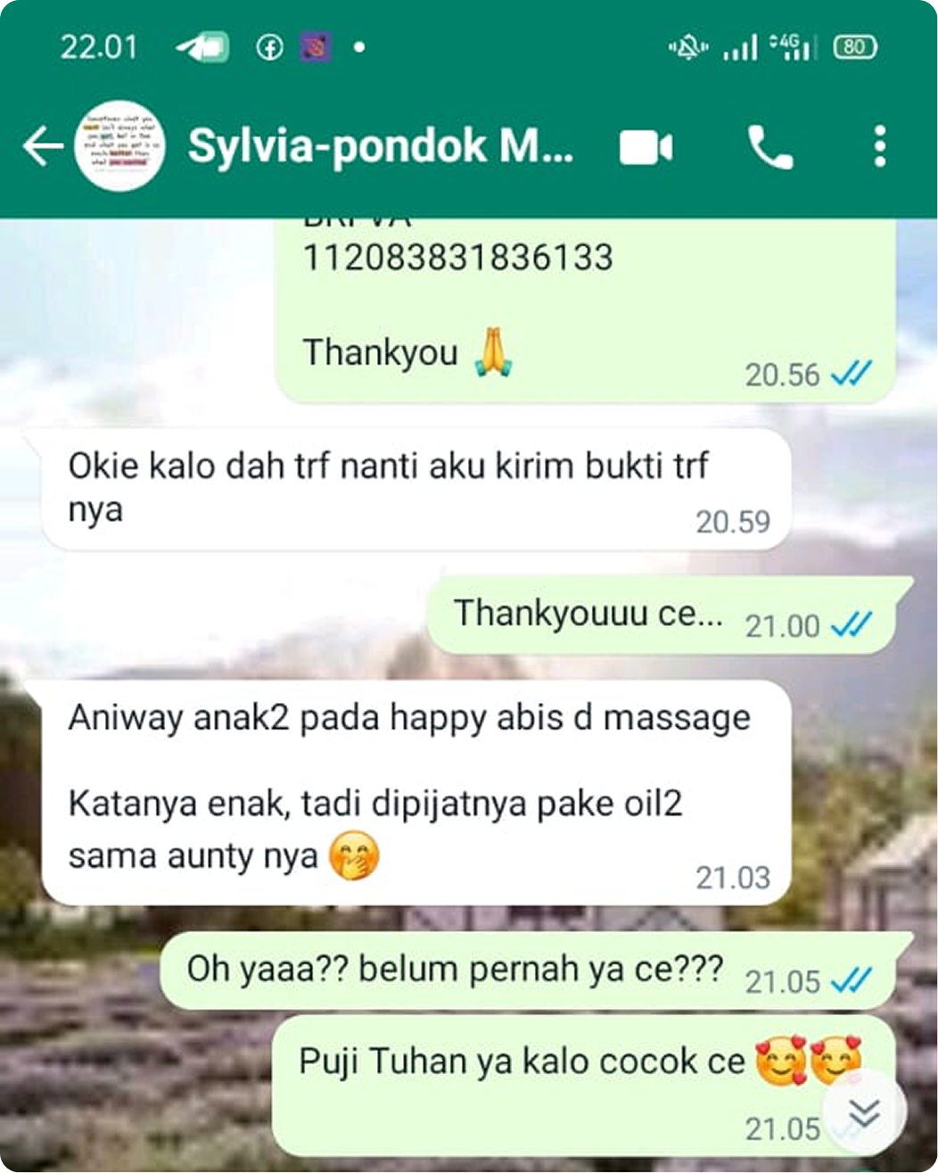 Screenshot testimoni pelanggan Natty Wellness Spa 1